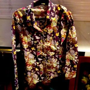 Tilley button down floral shirt 100% cotton Sz M